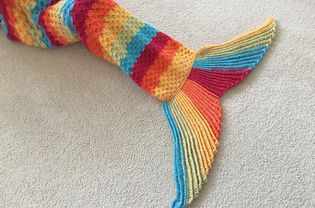 Rainbow Mermaid Tail Crochet Blanket