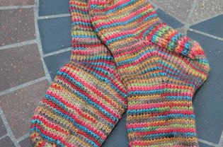 A pair of colorful toddler socks