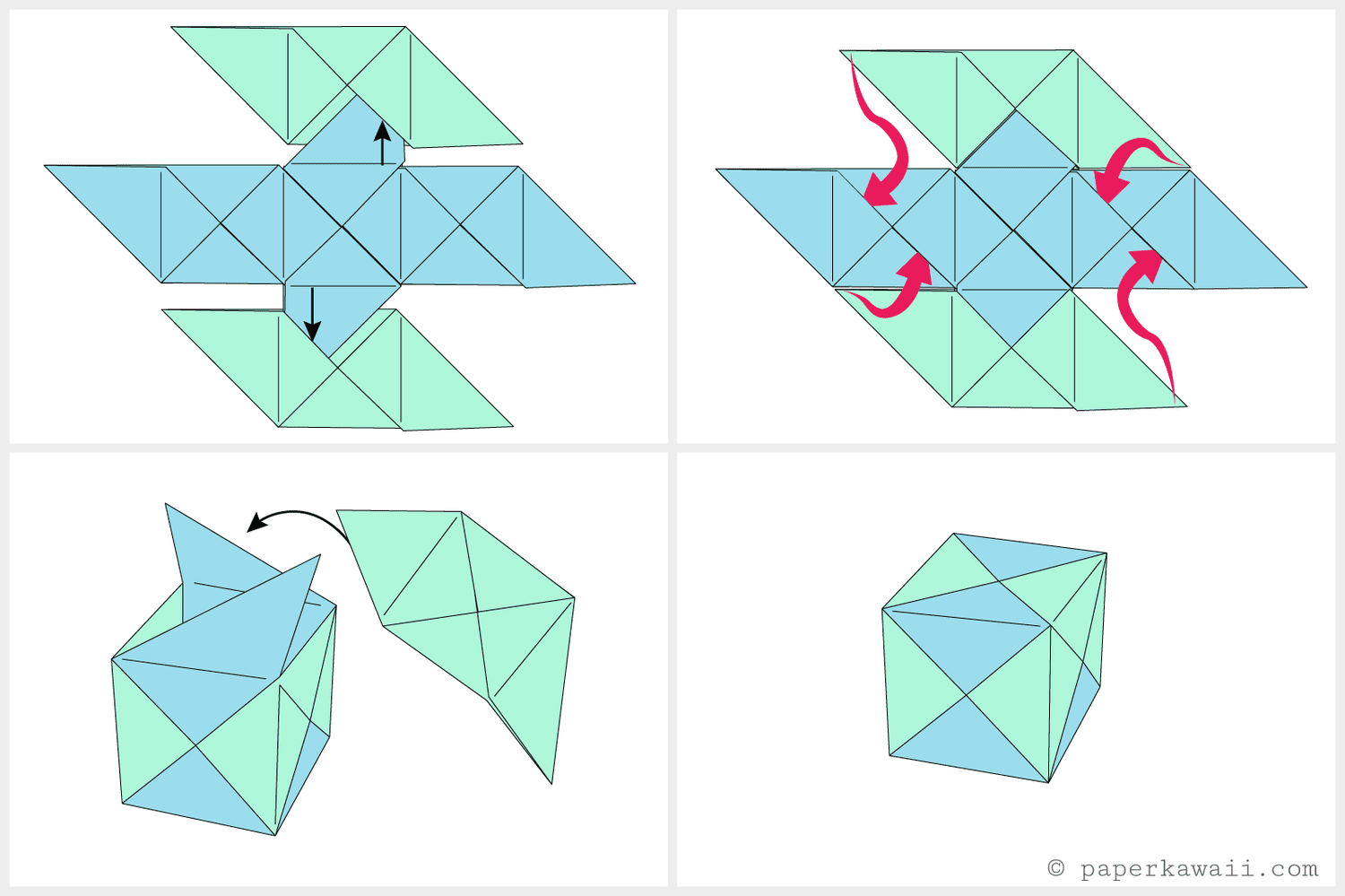 简单的折纸模块化立方体05的指令