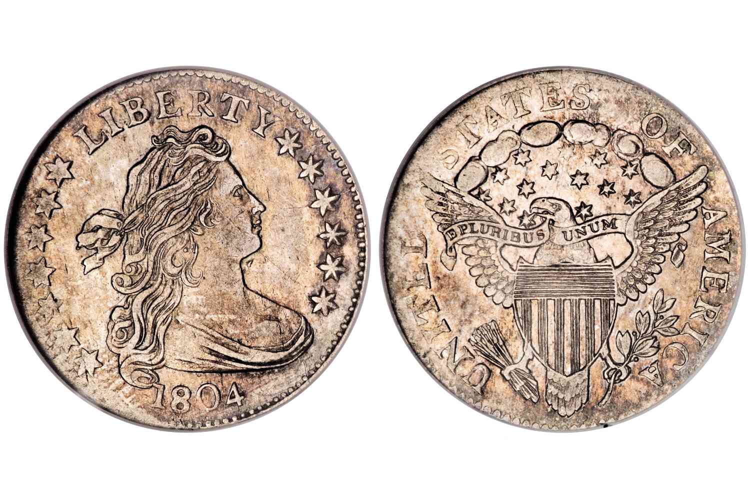 1804年折叠半身像一角硬币- 14颗星星反转