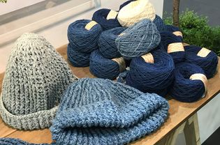Crocheted hats with yarn
