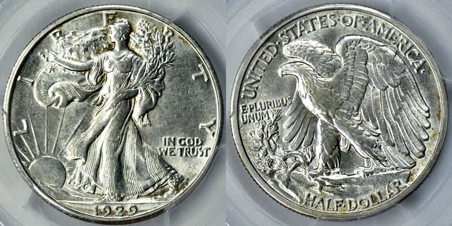 自由女神像半元硬币的字体和后视图，评级约为非流通-55 (AU55)