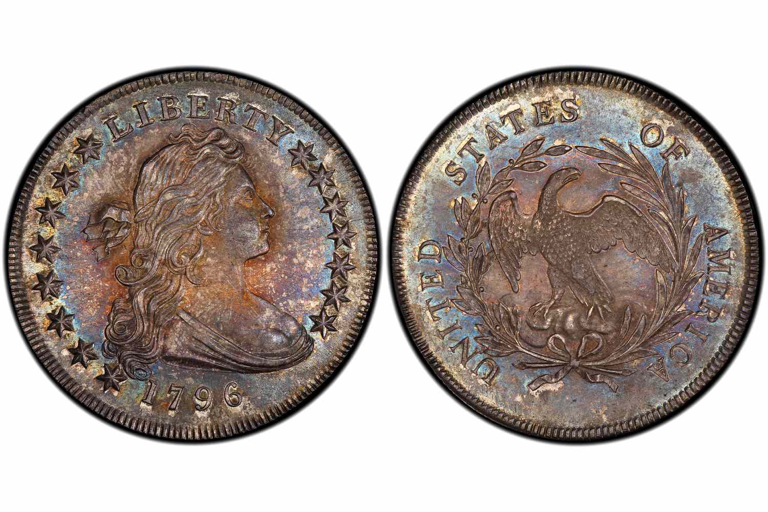 1796悬挂半身像银元，小日期，小字母