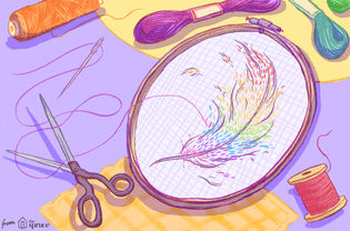 Illustration of feather embroidery