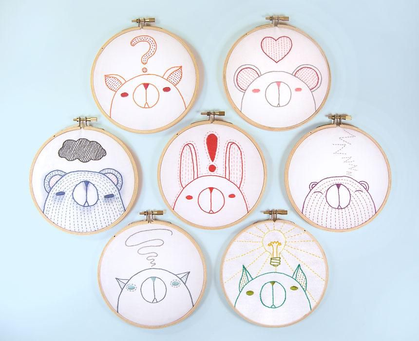 Animal Expressions Embroidery Pattern