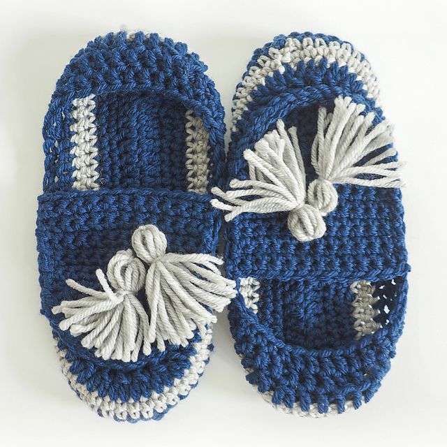 Crochet Slippers with Tassels