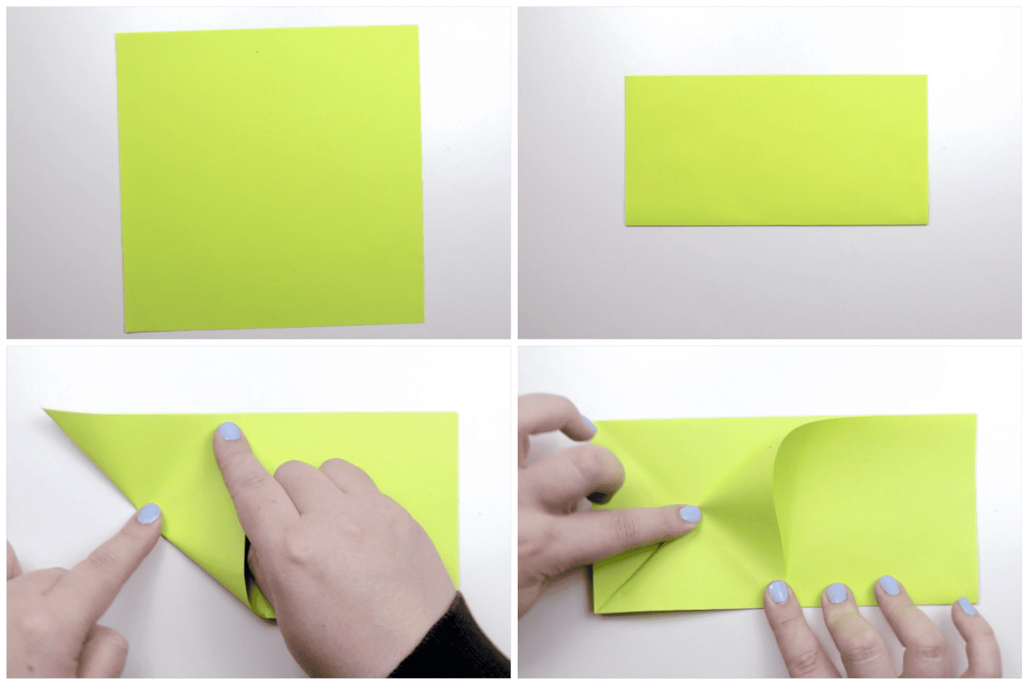 黄色的纸折叠成一个长方形。