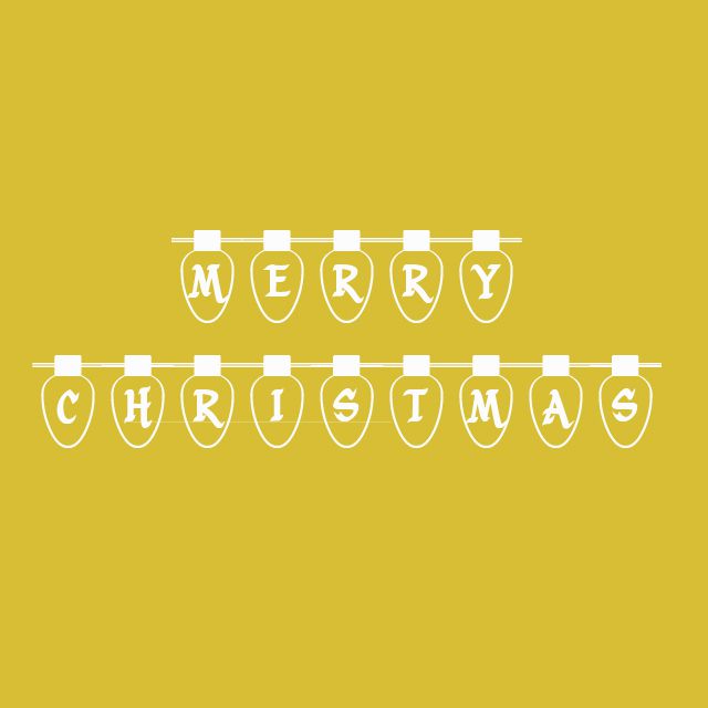 “圣诞快乐”的圣诞彩灯字体。