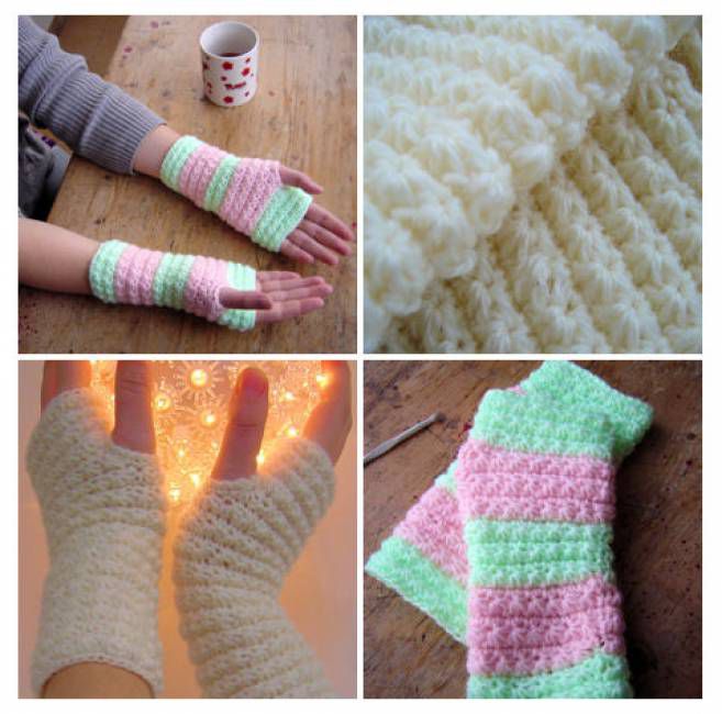 Star Stitch Hand Warmers Free Crochet Pattern