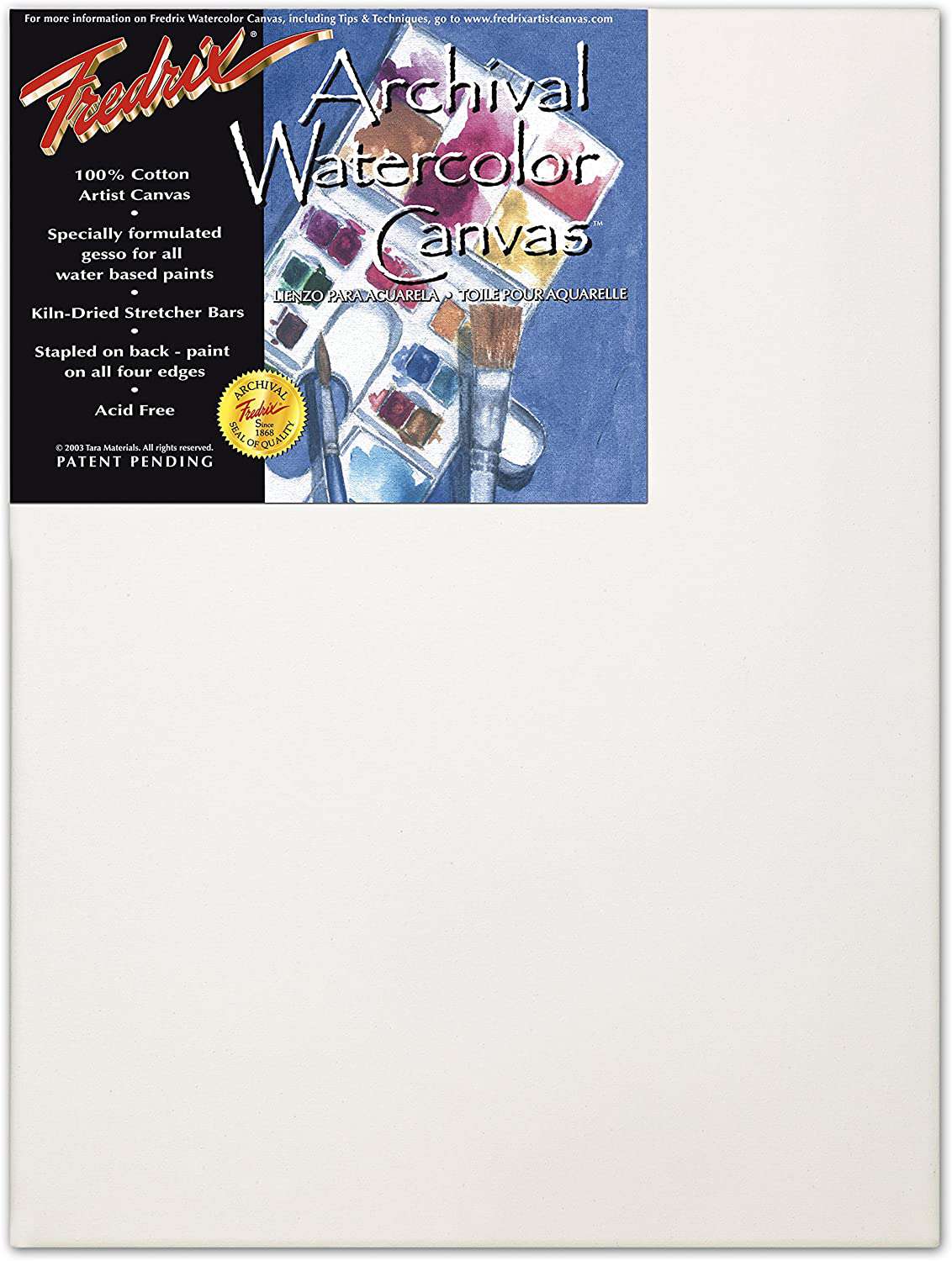 Fredrix 12 by 16-Inch Stretched Watercolor Canvas
