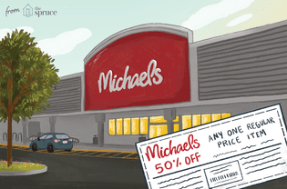 迈克尔商店前面的插图与优惠券