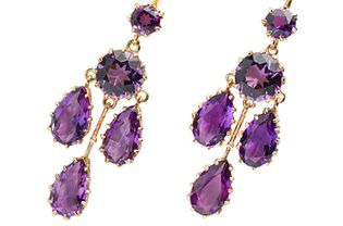古董紫水晶装饰烛台耳环