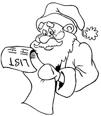 图片的圣诞老人着色页与圣诞清单