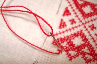 cross-stitch red thread