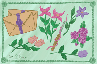 Illustration of crochet flowers