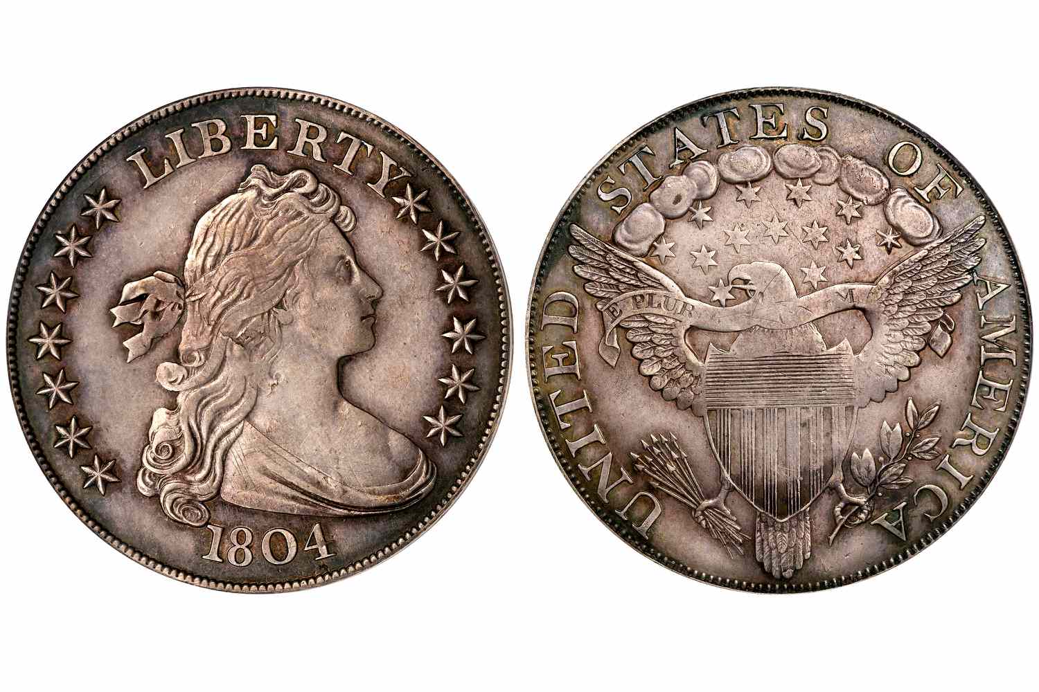 1804年悬挂半身像银元，III级，亚当斯-卡特标本