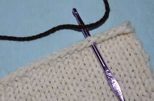 Single Crochet around knitting