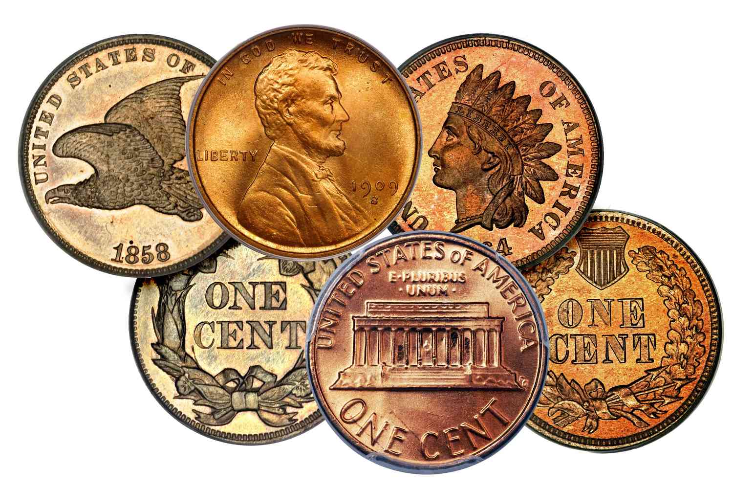美国造币厂的各种小硬币。