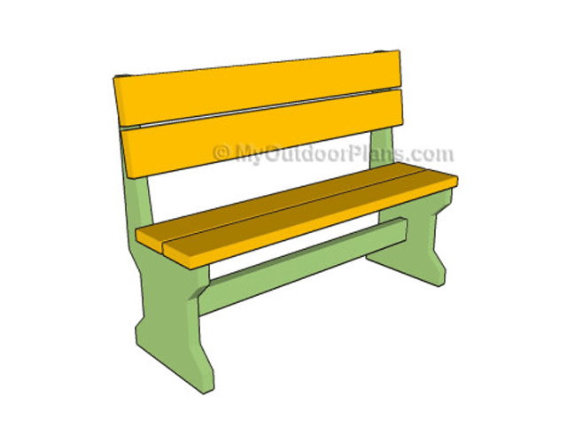 来自MyOutdoorPlans的黄色和绿色长凳的插图