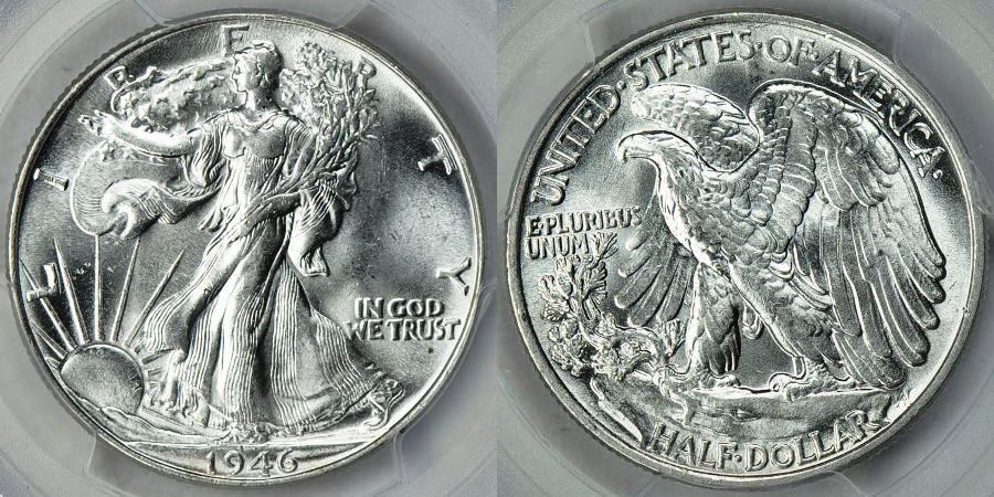 自由女神半美元铸币州63 (MS63)字型及后视图