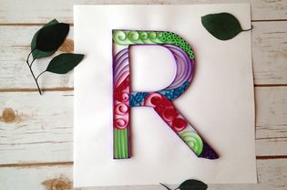 letter R quilled monogram