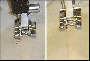 照片显示选项使用针的位置和压脚指南