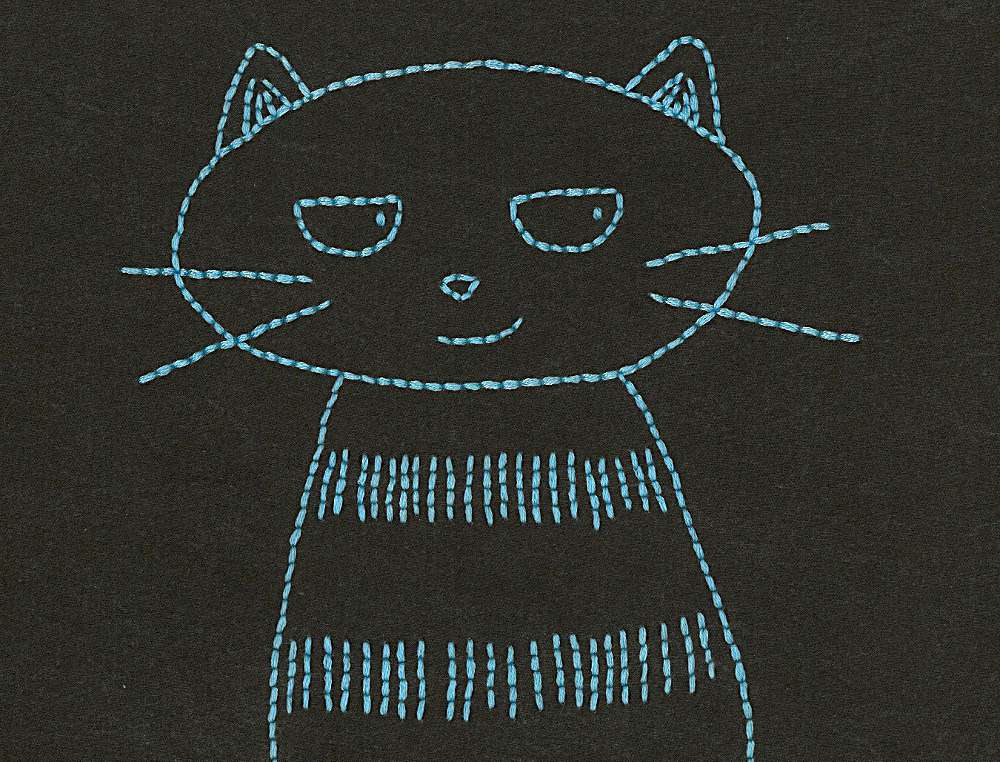 狡猾的猫手工刺绣图案