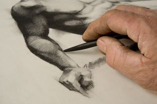艺术家的手,素描。