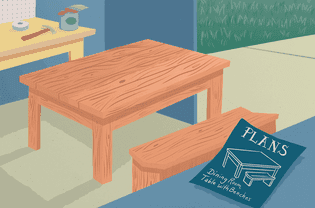 Illustration of a dining room built in a shed