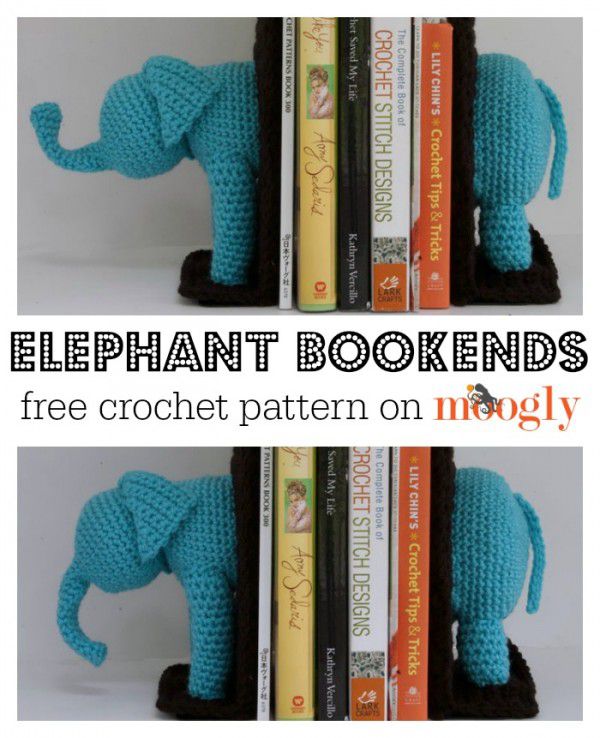 大象Bookends免费钩针图案