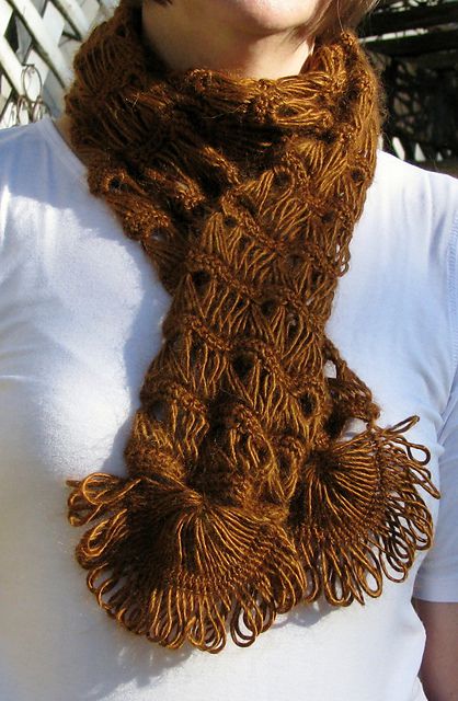 Broomstick Lace Fringe Crochet Scarf Free Pattern