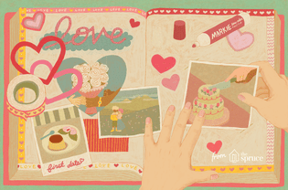 Illustration of person scrapbooking a 