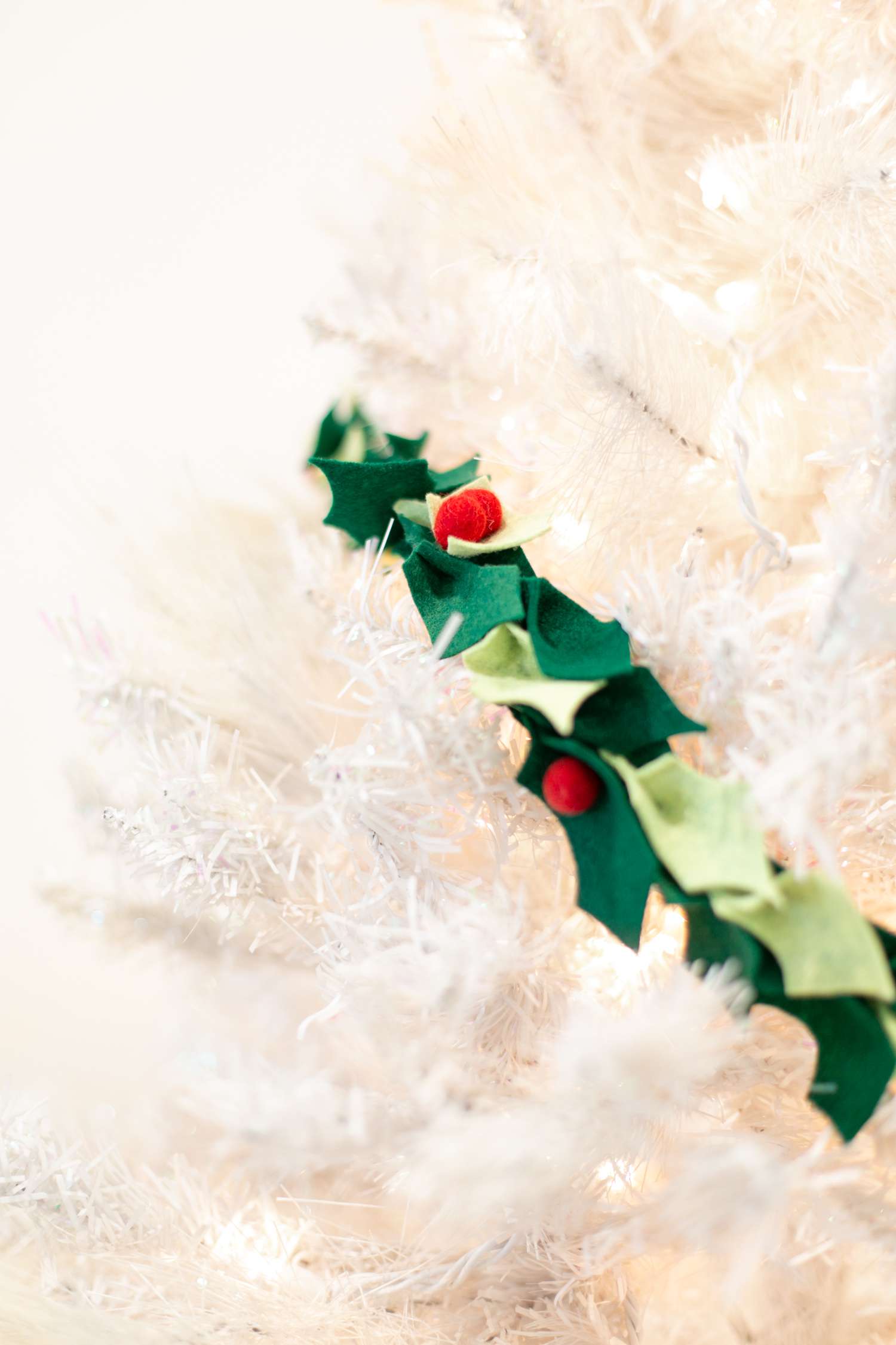 Decorating with felt holly garland