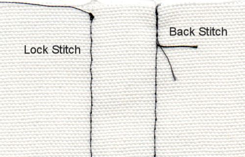 A photo showing as completed lock stitch and completed back stitch