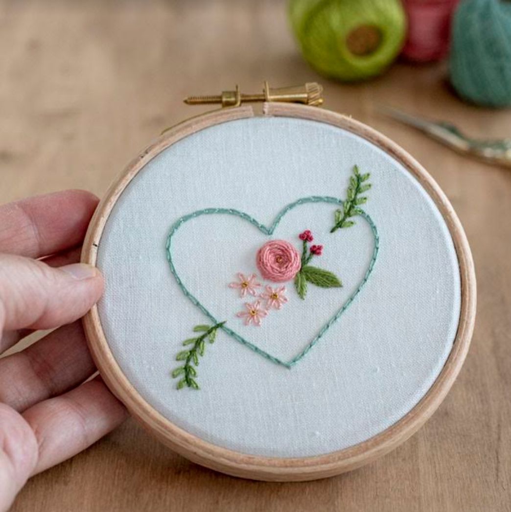 Floral Heart Embroidery Pattern