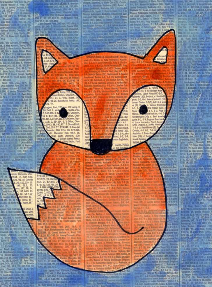 报纸上的狐狸画