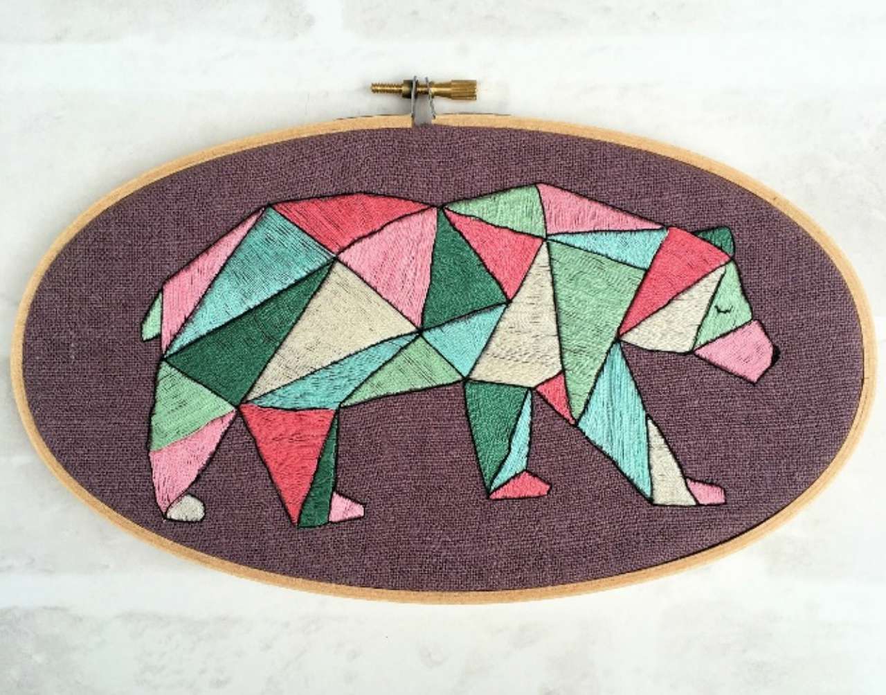 Geometric Bear Embroidery Pattern