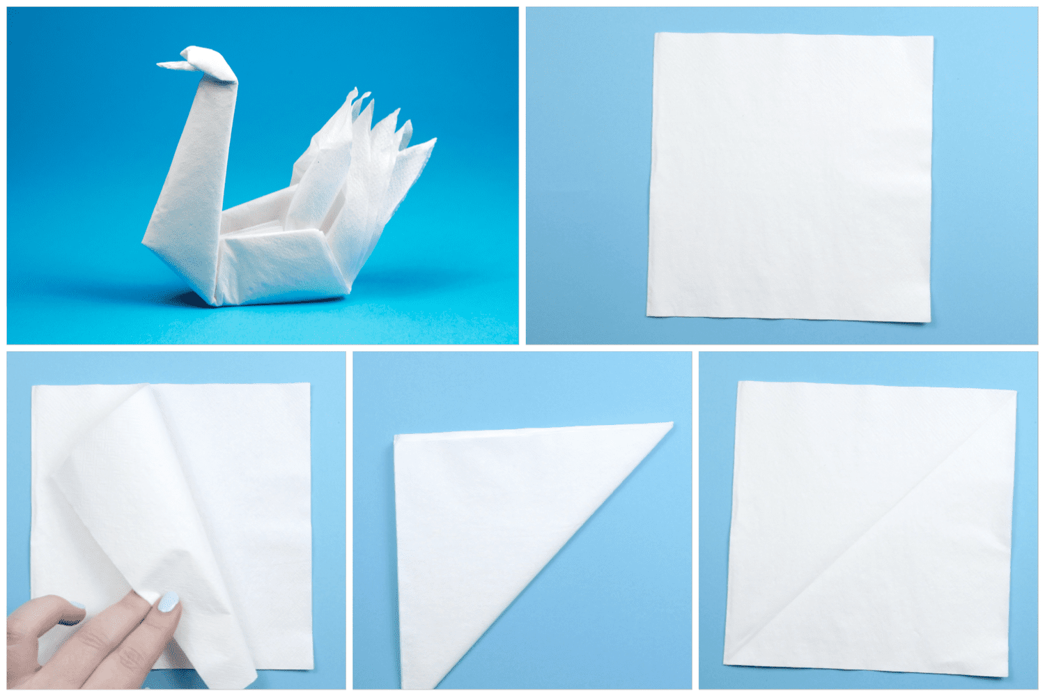 折纸餐巾天鹅教程步骤1