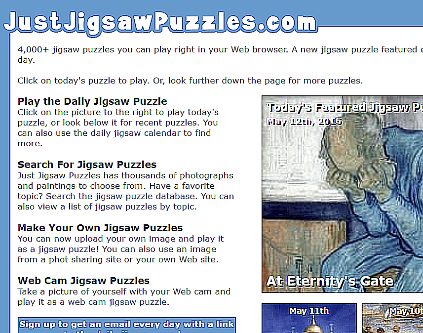 JustJigsawPuzzles.com网站的截图
