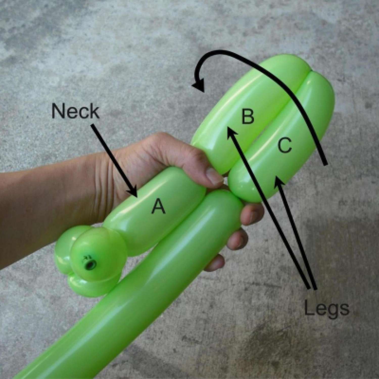 Twisted green balloon diagram.