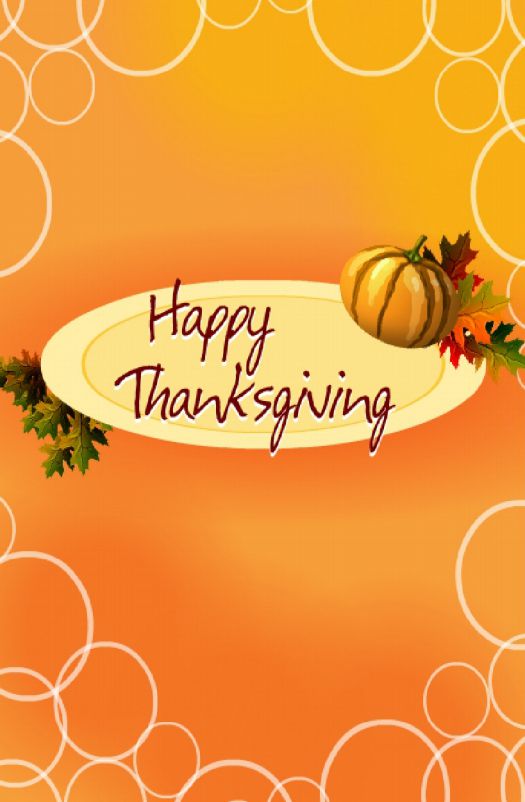 An orange "Happy Thanksgiving" card.