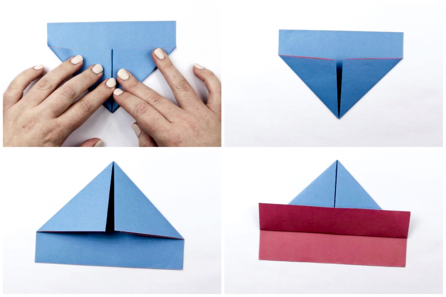 双手折叠折纸船