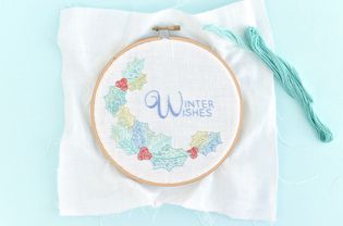 Winter Wishes Holly Embroidery Design