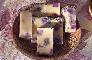 Homemade lavender soap display