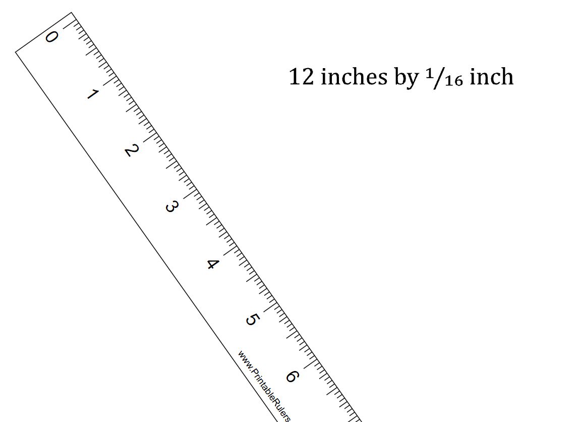 一个12英寸的可打印得分1/16英寸的尺子