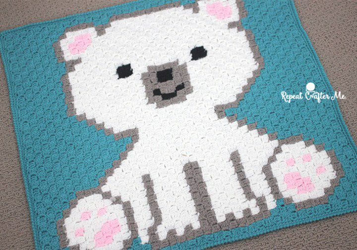 C2C北极熊婴儿毯免费钩针图案