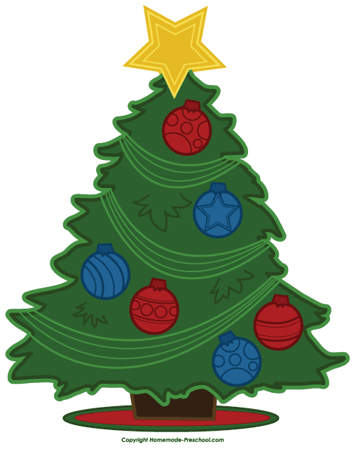 一棵圣诞树用蓝色和红色灯泡
