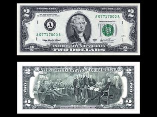 美国两美元钞票