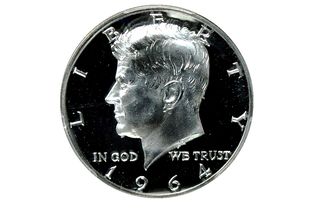 1964年肯尼迪半美元正版上的浮雕对比