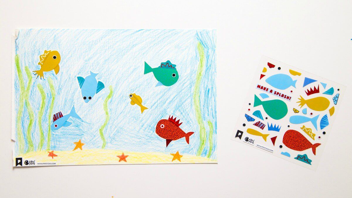 海里的鱼的贴纸画